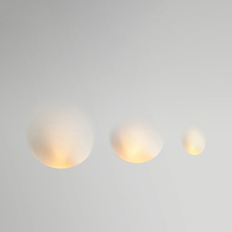 Sleek White Round Recessed Plaster LED Wall Sconce for Living Room