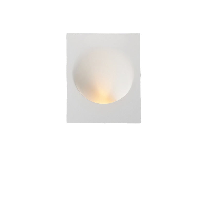 Sleek White Round Recessed Plaster LED Wall Sconce for Living Room