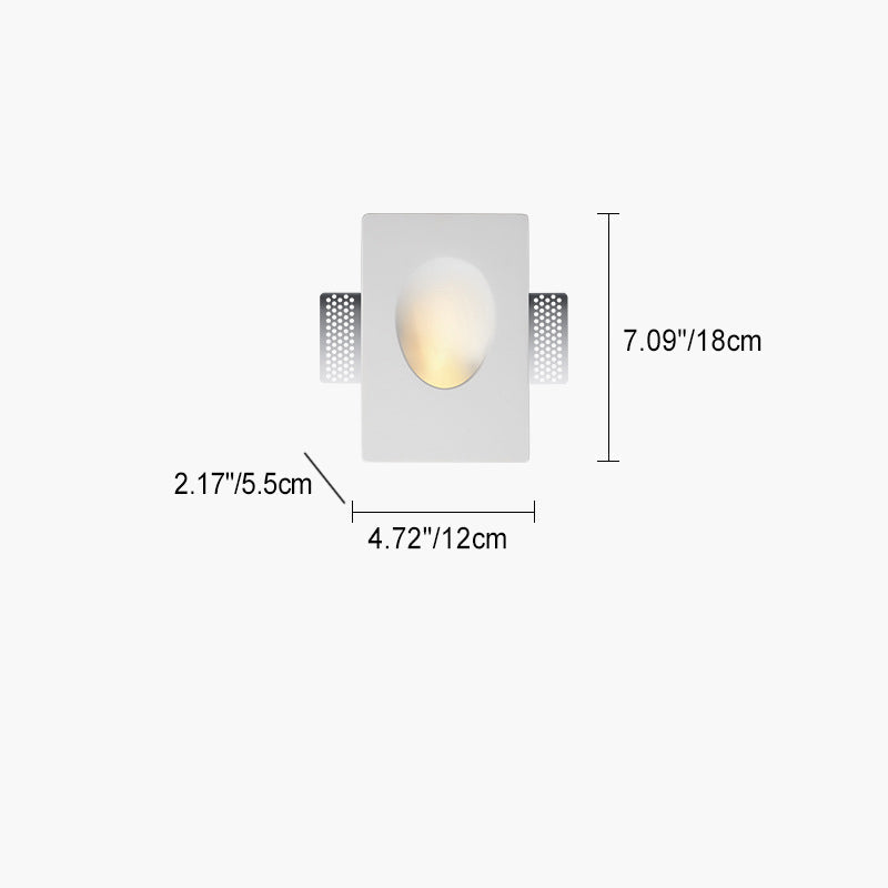 Sleek White Round Recessed Plaster LED Wall Sconce for Living Room