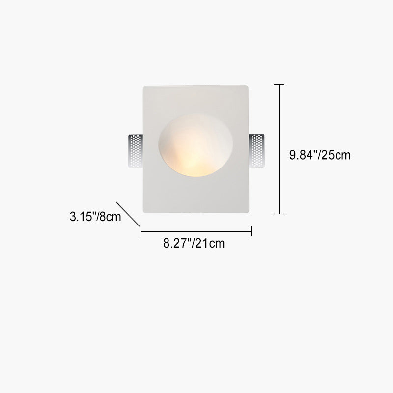 Sleek White Round Recessed Plaster LED Wall Sconce for Living Room