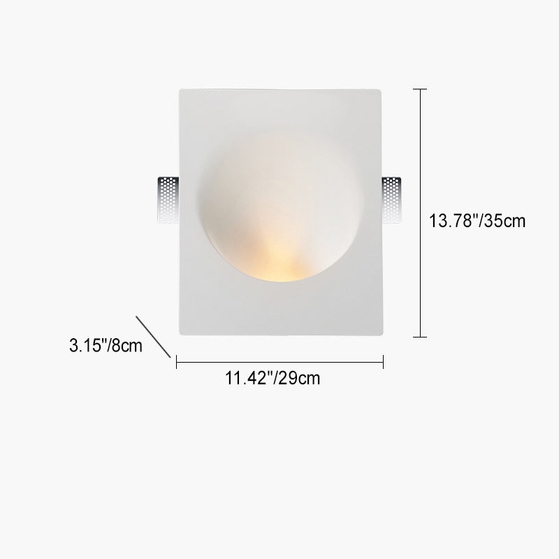 Sleek White Round Recessed Plaster LED Wall Sconce for Living Room
