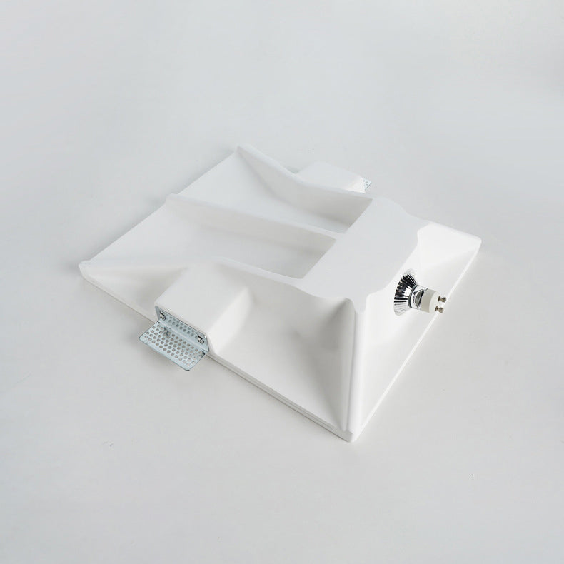 Sleek White Round Recessed Plaster LED Wall Sconce for Living Room