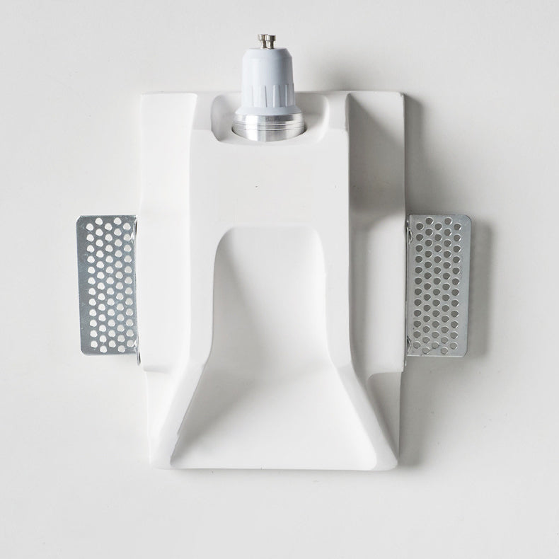 Sleek White Round Recessed Plaster LED Wall Sconce for Living Room