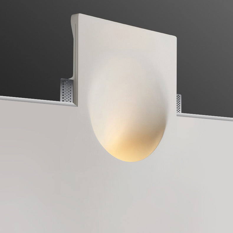 Sleek White Round Recessed Plaster LED Wall Sconce for Living Room