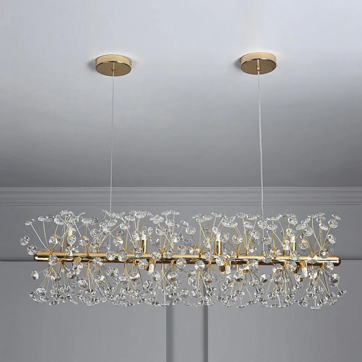 Modern Crystal Chandelier with Iron & Aluminum Shade for Dining Room