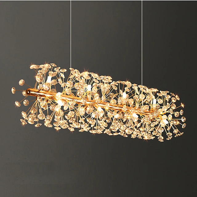 Modern Crystal Chandelier with Iron & Aluminum Shade for Dining Room