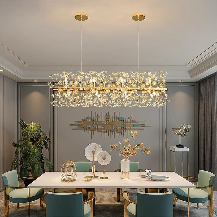 Modern Crystal Chandelier with Iron & Aluminum Shade for Dining Room