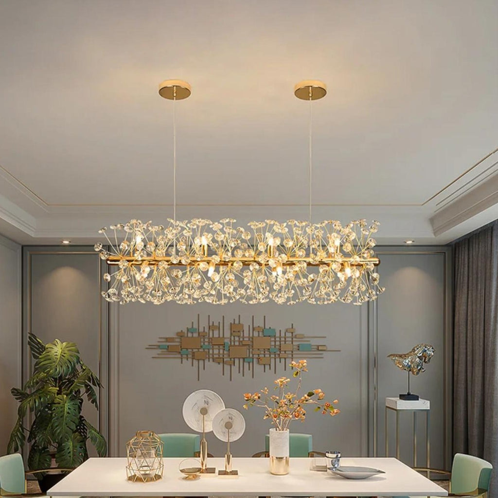 Modern Crystal Chandelier with Iron & Aluminum Shade for Dining Room