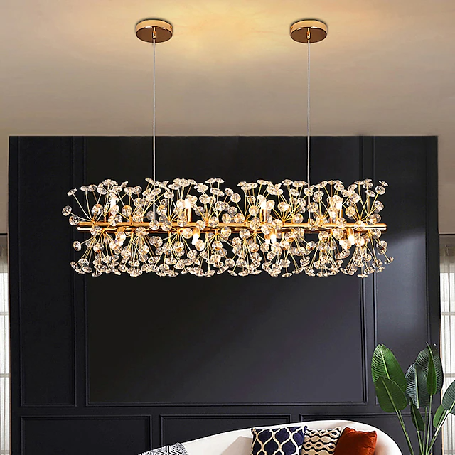 Modern Crystal Chandelier with Iron & Aluminum Shade for Dining Room