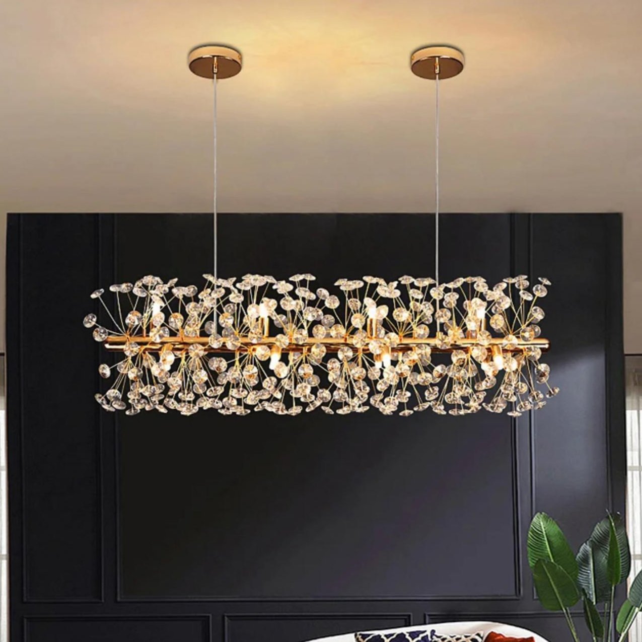 Modern Crystal Chandelier with Iron & Aluminum Shade for Dining Room