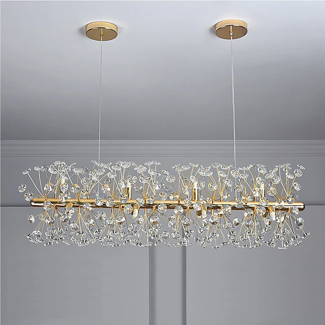 Modern Crystal Chandelier with Iron & Aluminum Shade for Dining Room