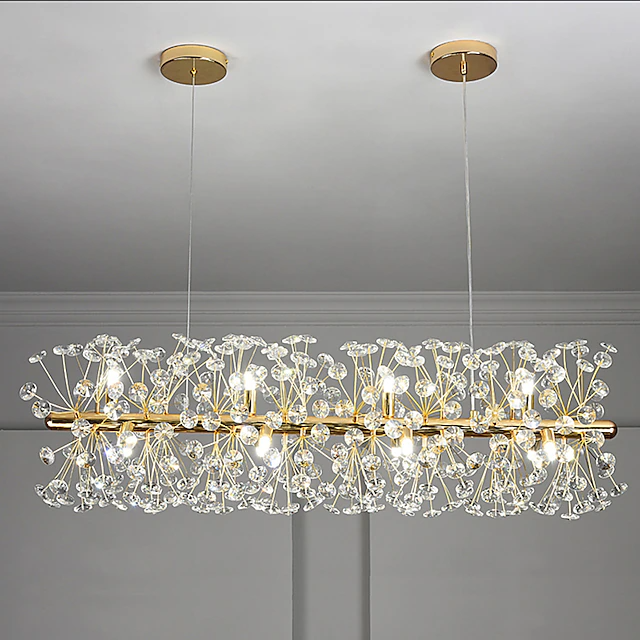 Modern Crystal Chandelier with Iron & Aluminum Shade for Dining Room