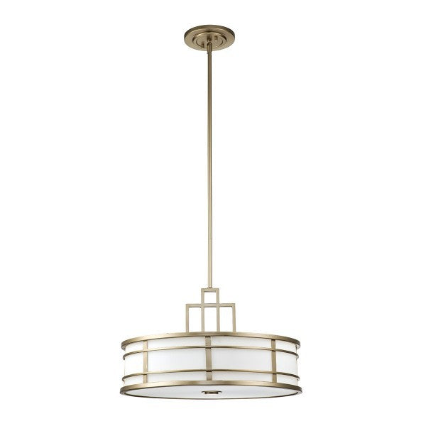Modern Brass Finish Geometric 3-Light Chandelier with Ribbed Glass Shade for Living Room