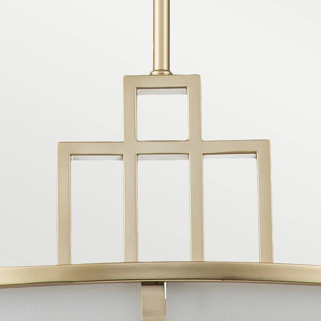 Modern Brass Finish Geometric 3-Light Chandelier with Ribbed Glass Shade for Living Room