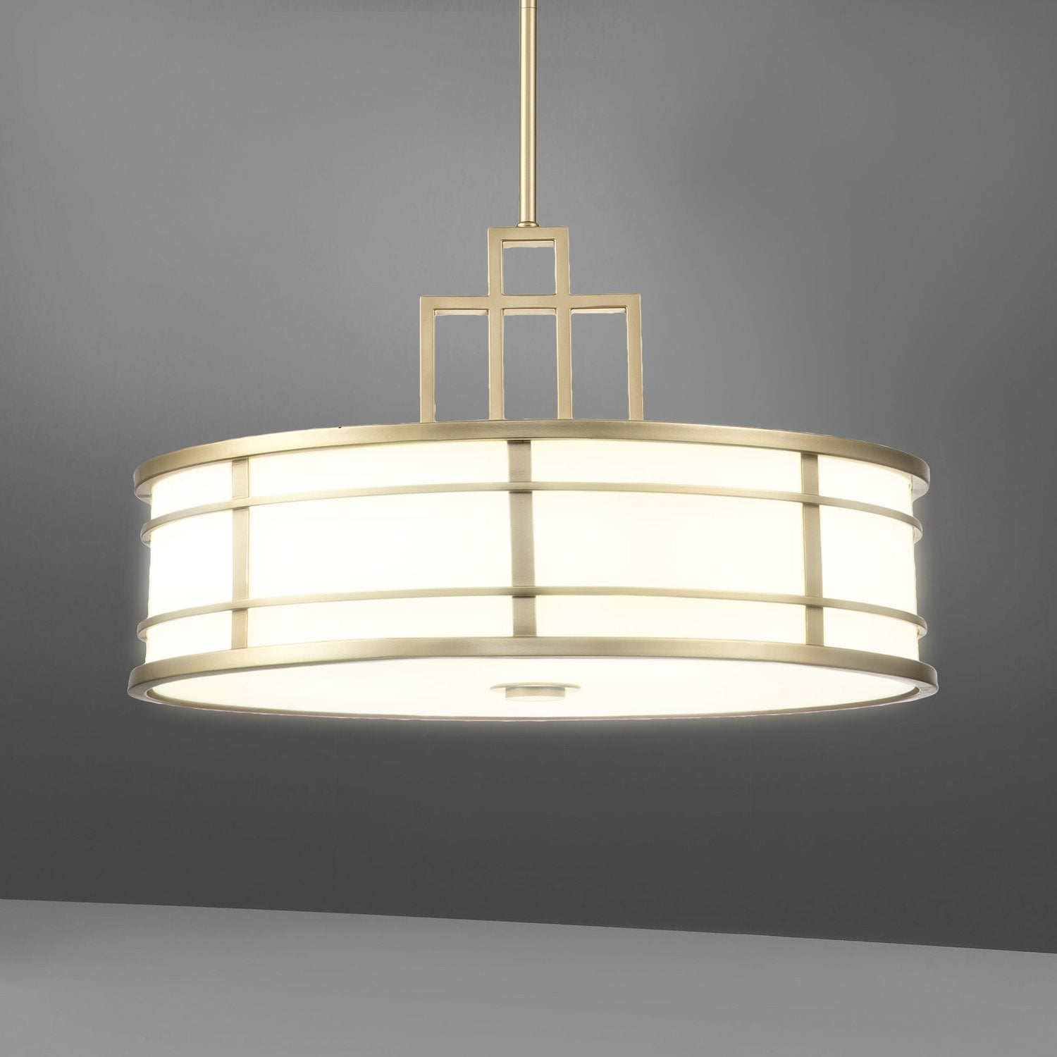 Modern Brass Finish Geometric 3-Light Chandelier with Ribbed Glass Shade for Living Room