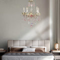 Elegant French Rose Crystal 5-Light Candelabra Chandelier for Living Room