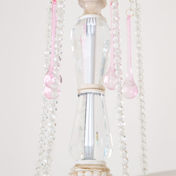 Elegant French Rose Crystal 5-Light Candelabra Chandelier for Living Room