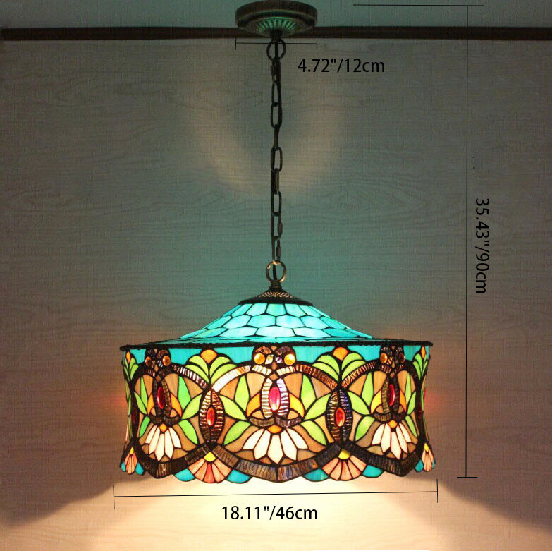 Tiffany-Style Multicolor Stained Glass 3-Light Chandelier for Living Room