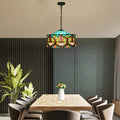 Tiffany-Style Multicolor Stained Glass 3-Light Chandelier for Living Room