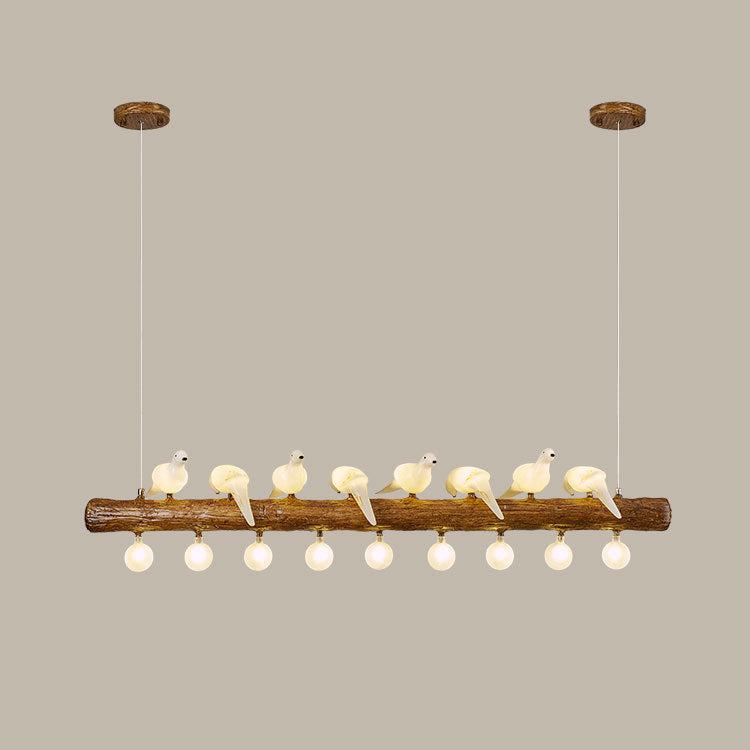 Vintage Resin Branch Glass Shade Chandelier for Living Room, 3-17 Lights