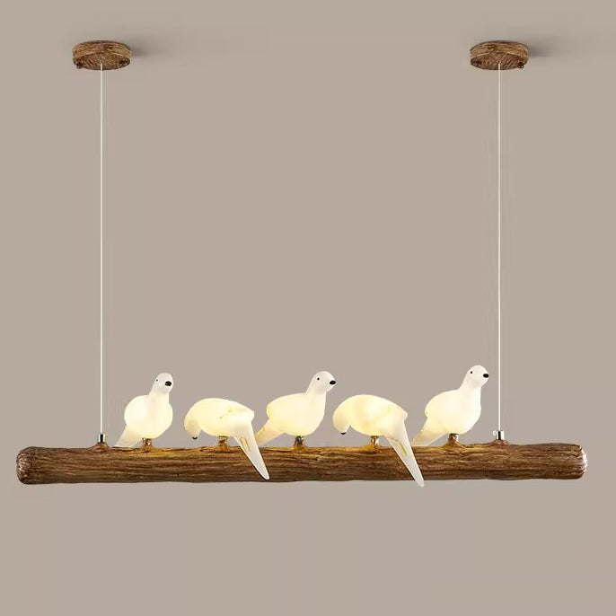 Vintage Resin Branch Glass Shade Chandelier for Living Room, 3-17 Lights