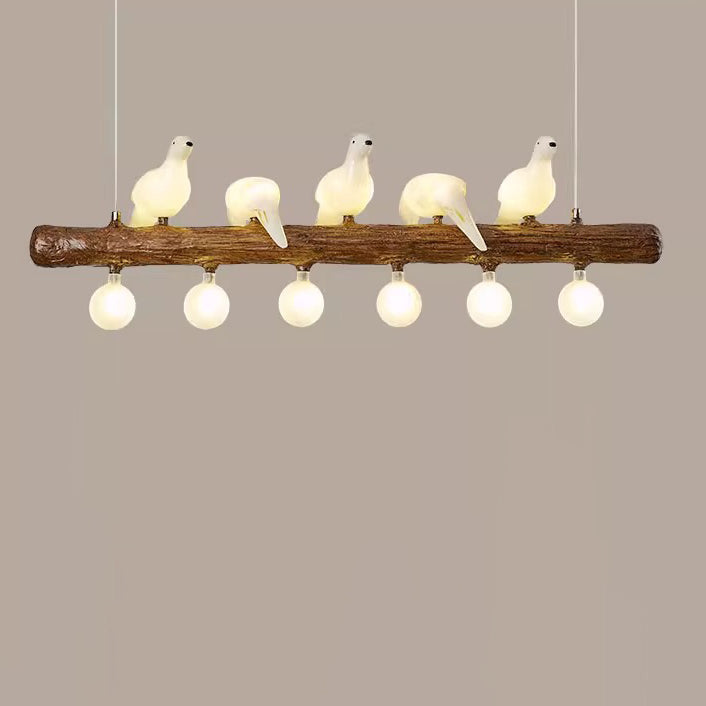 Vintage Resin Branch Glass Shade Chandelier for Living Room, 3-17 Lights