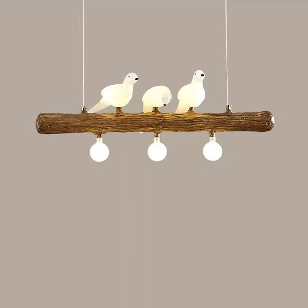 Vintage Resin Branch Glass Shade Chandelier for Living Room, 3-17 Lights