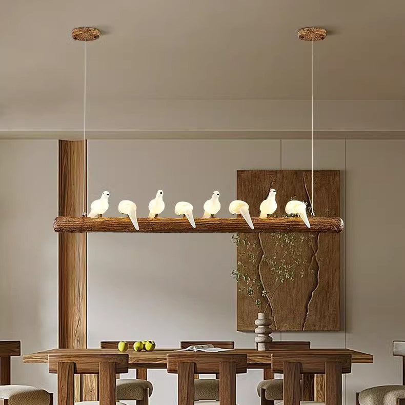 Vintage Resin Branch Glass Shade Chandelier for Living Room, 3-17 Lights