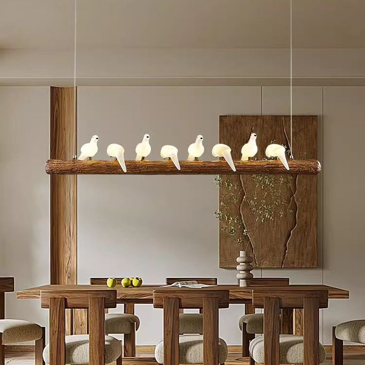 Vintage Resin Branch Glass Shade Chandelier for Living Room, 3-17 Lights
