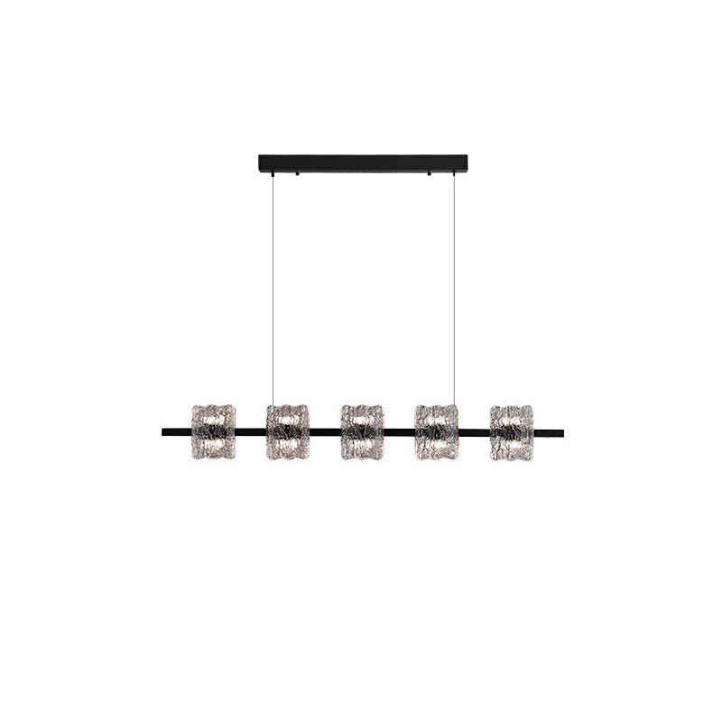 Nordic Iron and Resin Square LED Chandelier for Dining Room Island Décor