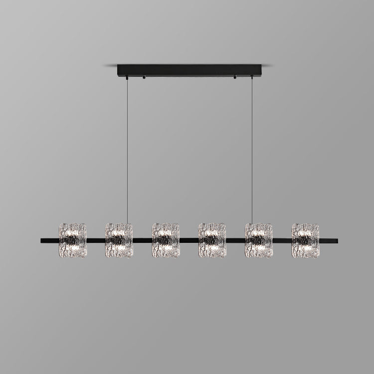 Nordic Iron and Resin Square LED Chandelier for Dining Room Island Décor