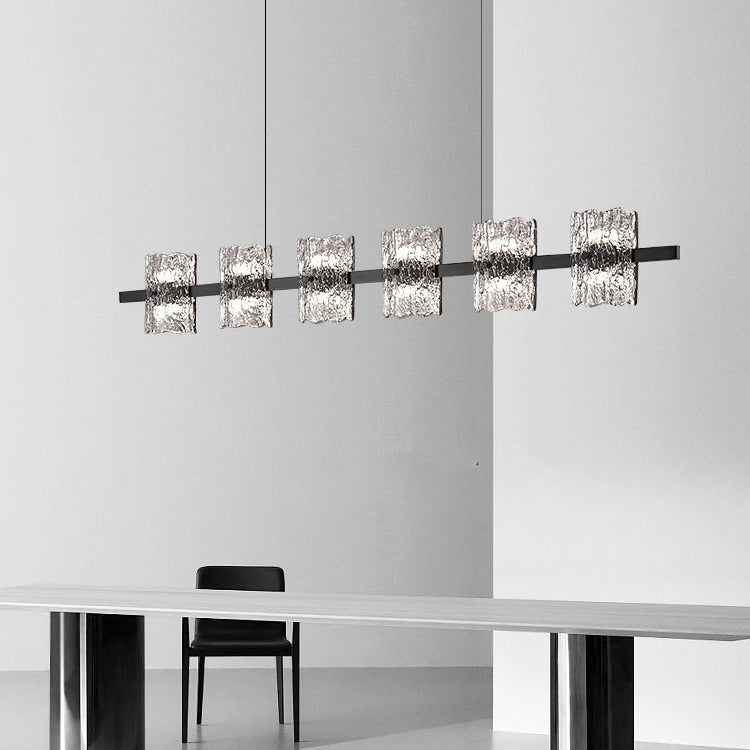 Nordic Iron and Resin Square LED Chandelier for Dining Room Island Décor