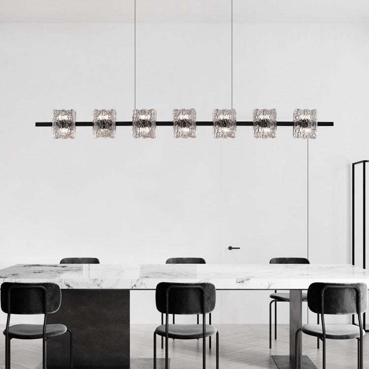 Nordic Iron and Resin Square LED Chandelier for Dining Room Island Décor