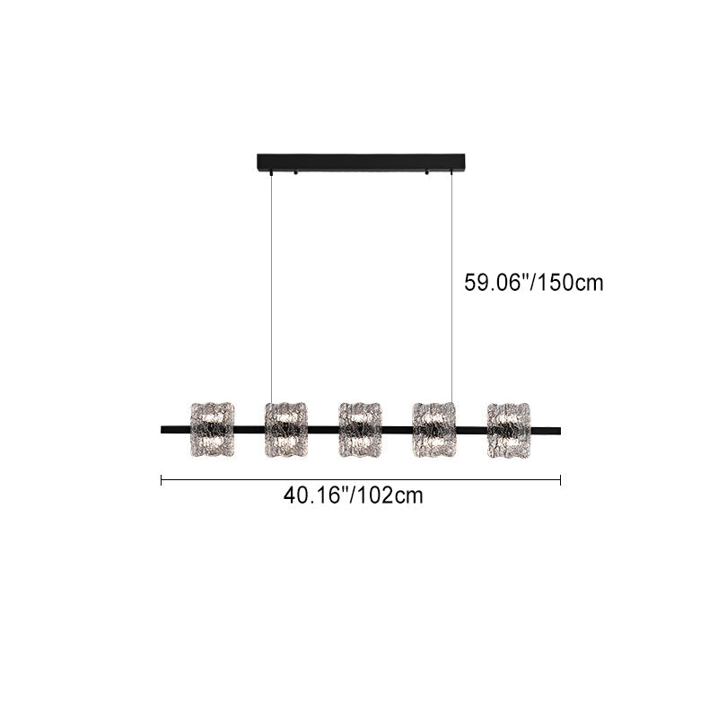 Nordic Iron and Resin Square LED Chandelier for Dining Room Island Décor