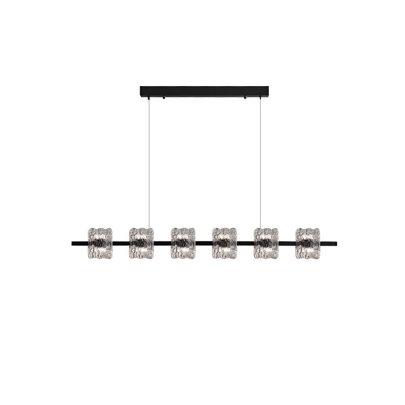 Nordic Iron and Resin Square LED Chandelier for Dining Room Island Décor