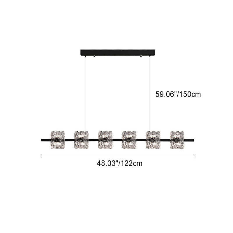 Nordic Iron and Resin Square LED Chandelier for Dining Room Island Décor