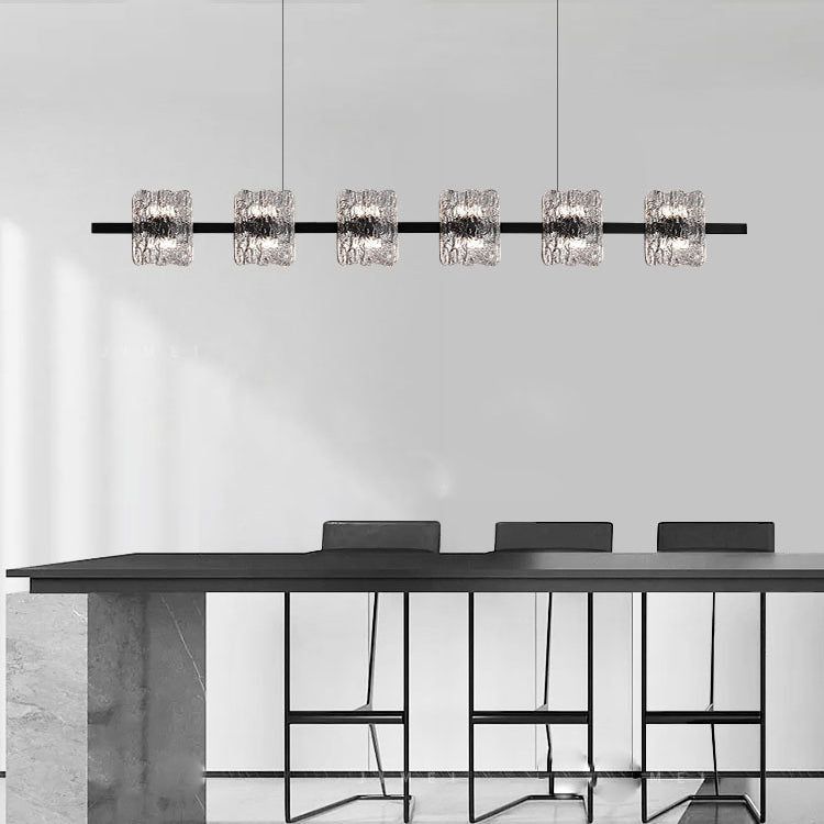 Nordic Iron and Resin Square LED Chandelier for Dining Room Island Décor