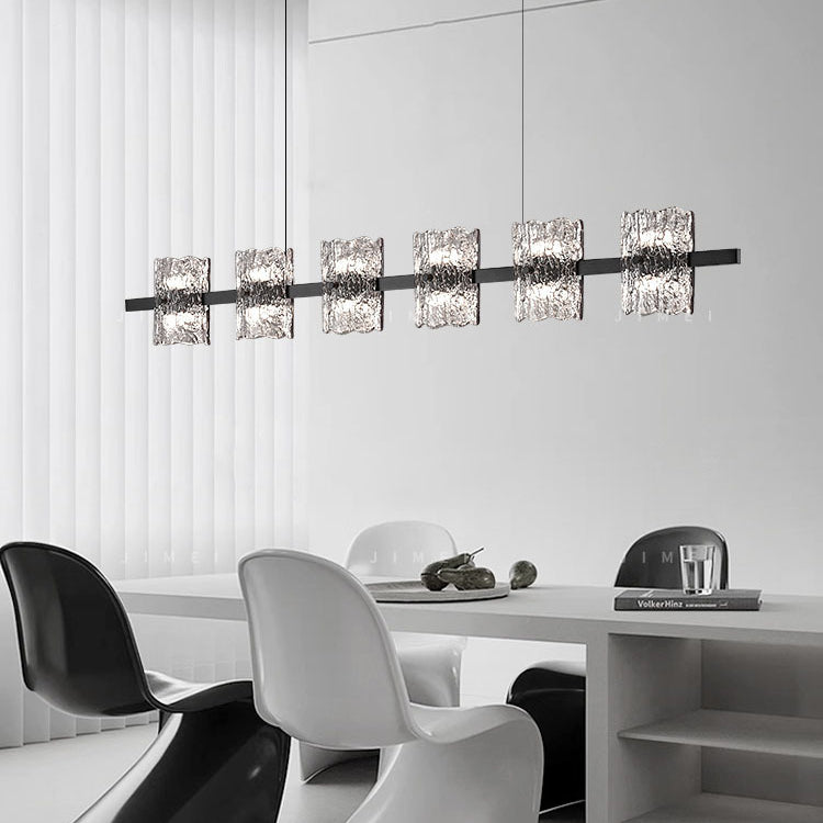 Nordic Iron and Resin Square LED Chandelier for Dining Room Island Décor