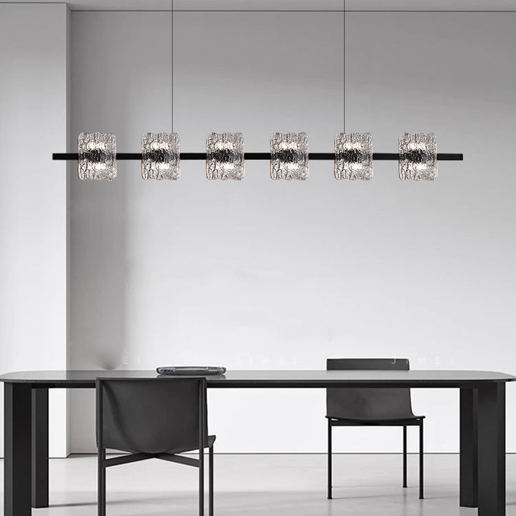 Nordic Iron and Resin Square LED Chandelier for Dining Room Island Décor