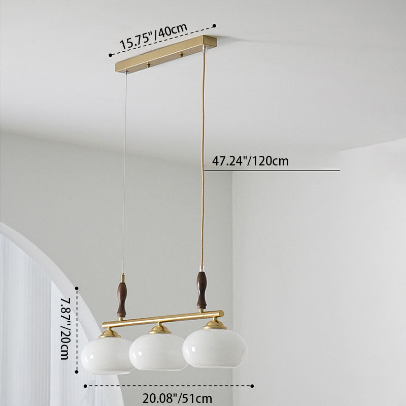 Rustic French Solid Wood & Glass 3/4-Light Chandelier for Living Room