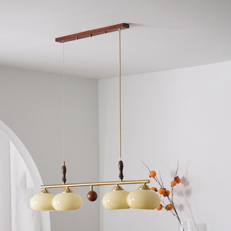 Rustic French Solid Wood & Glass 3/4-Light Chandelier for Living Room