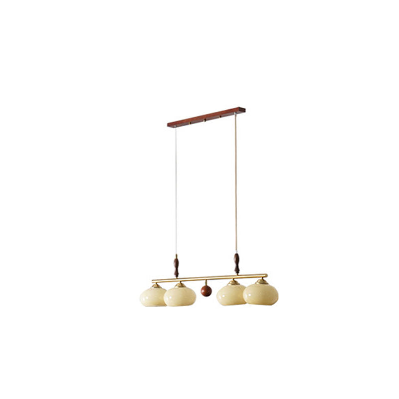 Rustic French Solid Wood & Glass 3/4-Light Chandelier for Living Room