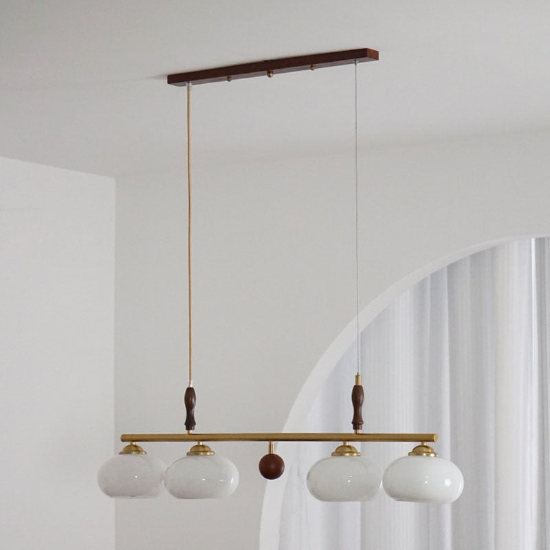 Rustic French Solid Wood & Glass 3/4-Light Chandelier for Living Room