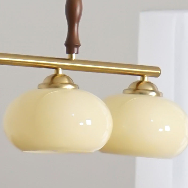 Rustic French Solid Wood & Glass 3/4-Light Chandelier for Living Room