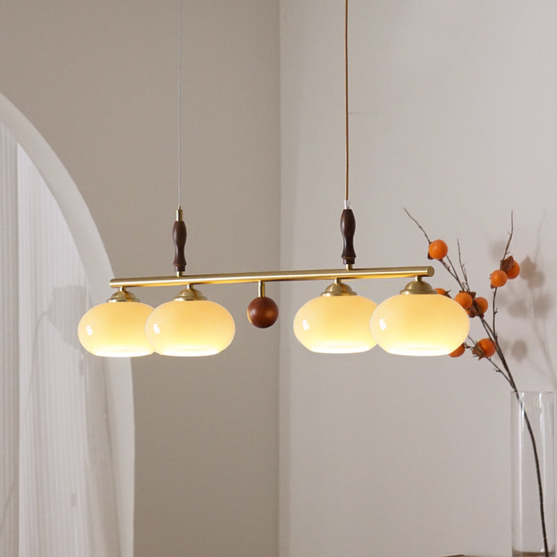 Rustic French Solid Wood & Glass 3/4-Light Chandelier for Living Room