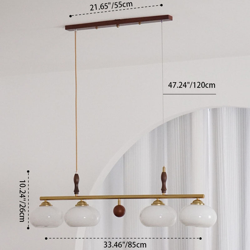 Rustic French Solid Wood & Glass 3/4-Light Chandelier for Living Room
