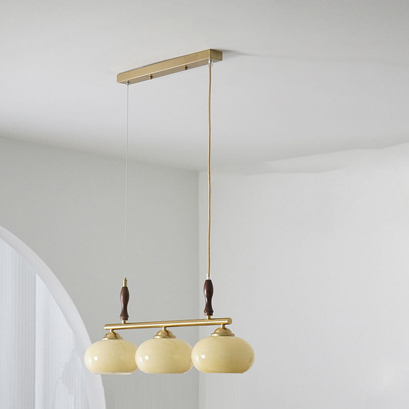 Rustic French Solid Wood & Glass 3/4-Light Chandelier for Living Room