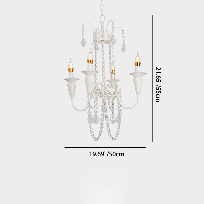 Elegant French Iron Crystal Candelabra Chandelier for Living Room 4-8 Lights