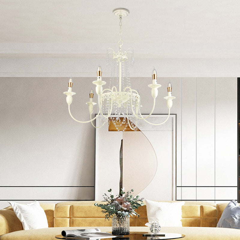 Elegant French Iron Crystal Candelabra Chandelier for Living Room 4-8 Lights