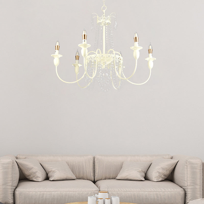 Elegant French Iron Crystal Candelabra Chandelier for Living Room 4-8 Lights